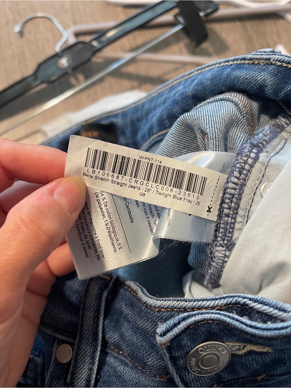 Quince Bella Stretch Straight Jeans Twilight Blue Fray Size 26 - Picture 14 of 15